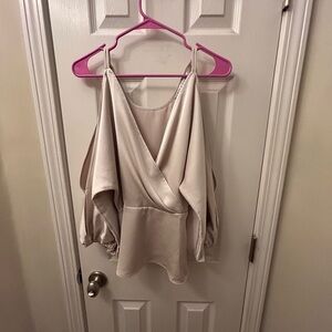 Elegant Cream Wrap Blouse